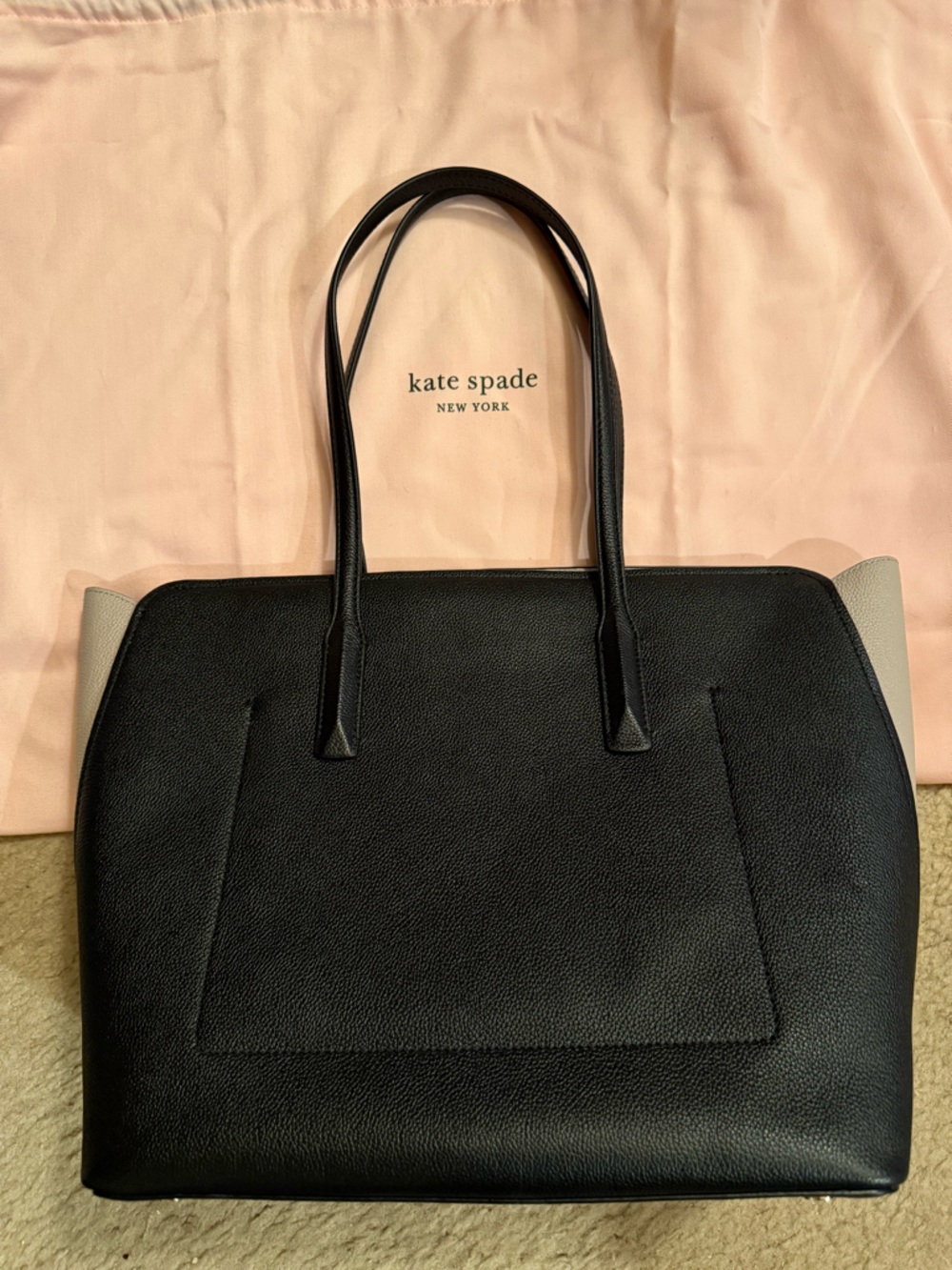 Elegant, Flawless kate spade Black Tote with Taupe Side Panels - Picture 5 of 6